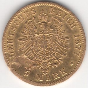 Prussia 5 Mark Wilhelm obverse