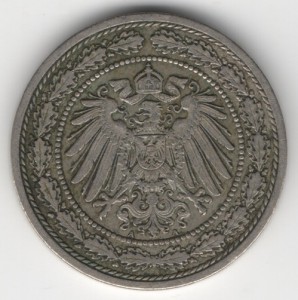 German Empire 20 Pfennig reverse