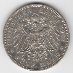 Prussia 5 Mark Wilhelm obverse